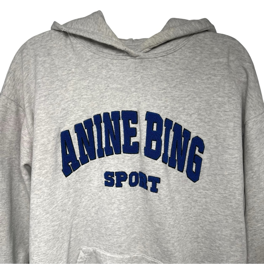 Anine Bing Sport Tyler Hoodie Grey Heather Logo Oversized Sweatshirt Women’s XS - Picture 4 of 13